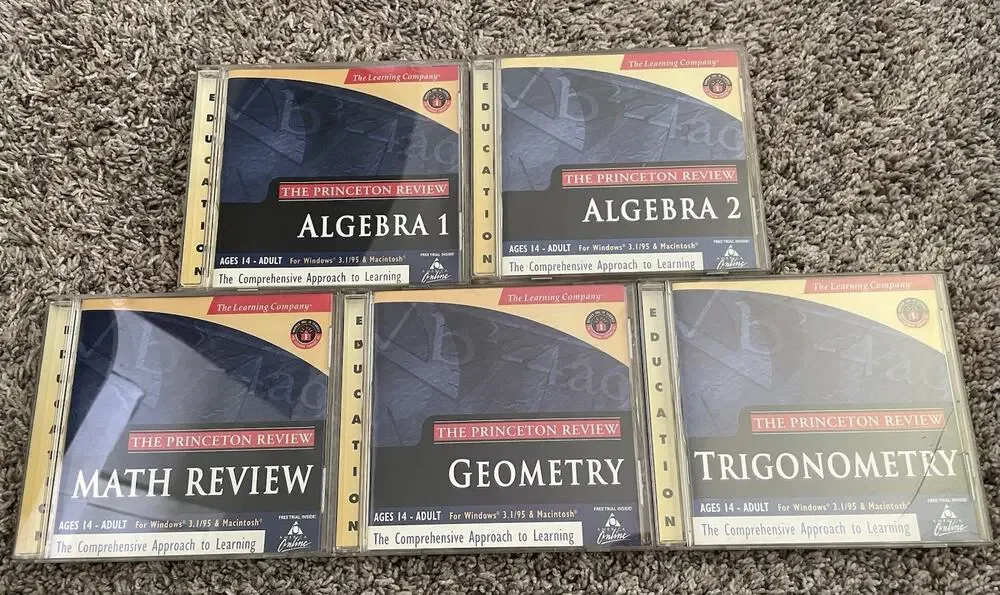 The Princeton Review: Math Library Lot Of 5 CDs Trig Algebra Geometry PC 1998